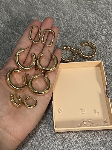 6 pairs of earrings plated with gold photo review