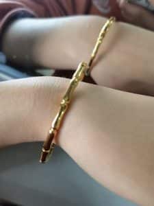 gold electroplating on bamboo bead titanium steel bracelet photo review