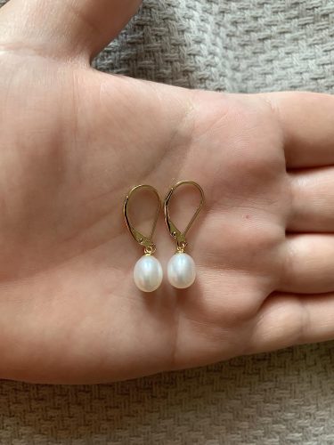 Pearl Earrings Lever-style Pendant Pearl Earrings photo review