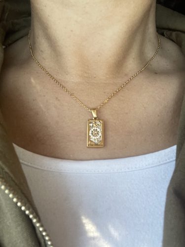 Vintage Tarot Diamond Pendant Stainless Steel Necklace photo review